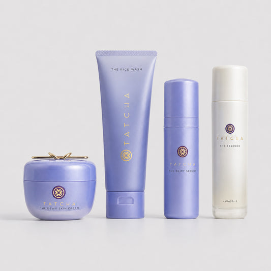 TATCHA Full-Size Skincare Set - Dewy Serum, Rice Wash, Dewy Skin Cream & Essence